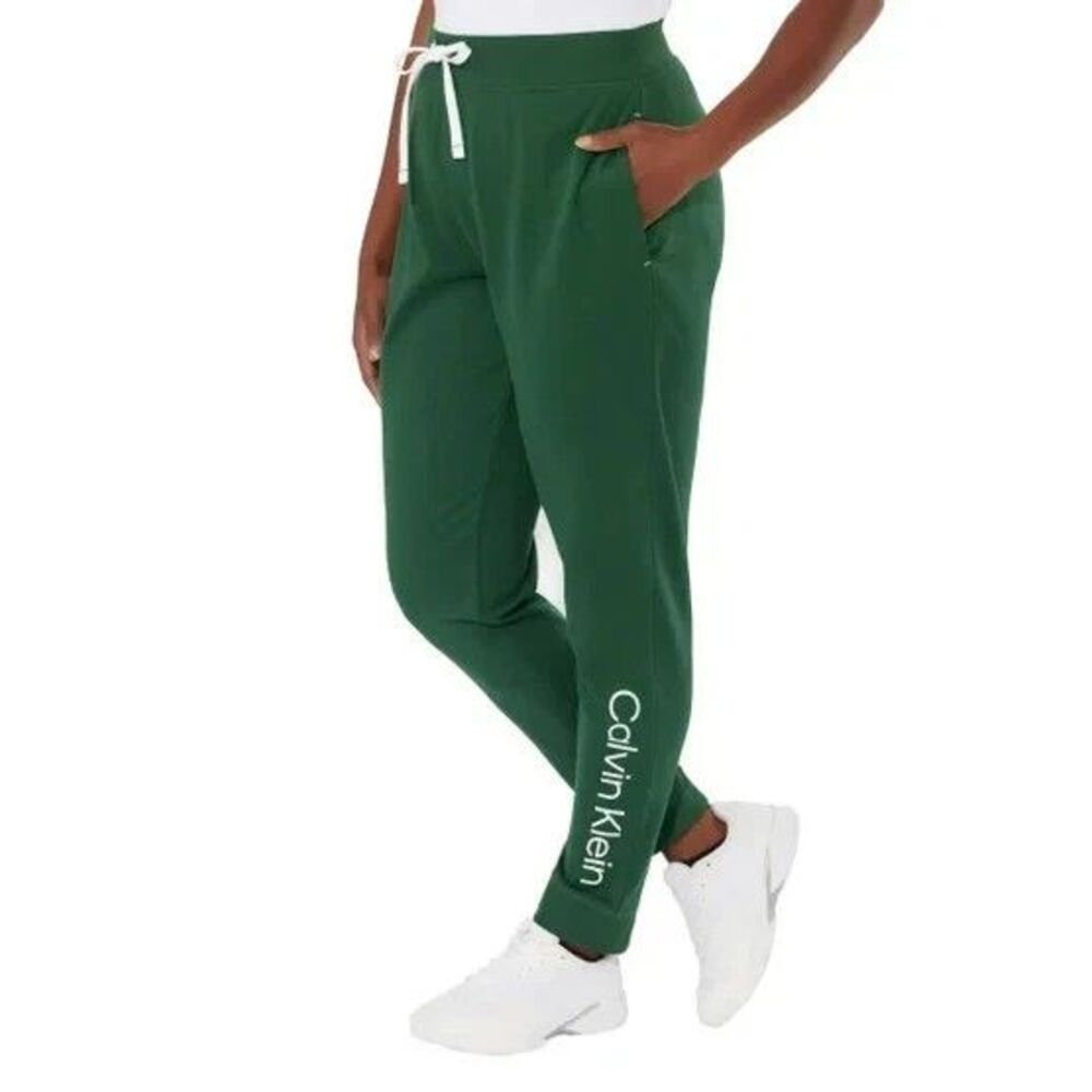 Calvin Klein Women's XL Green Jogger Sweatpants French Terry Drawstring Pockets
